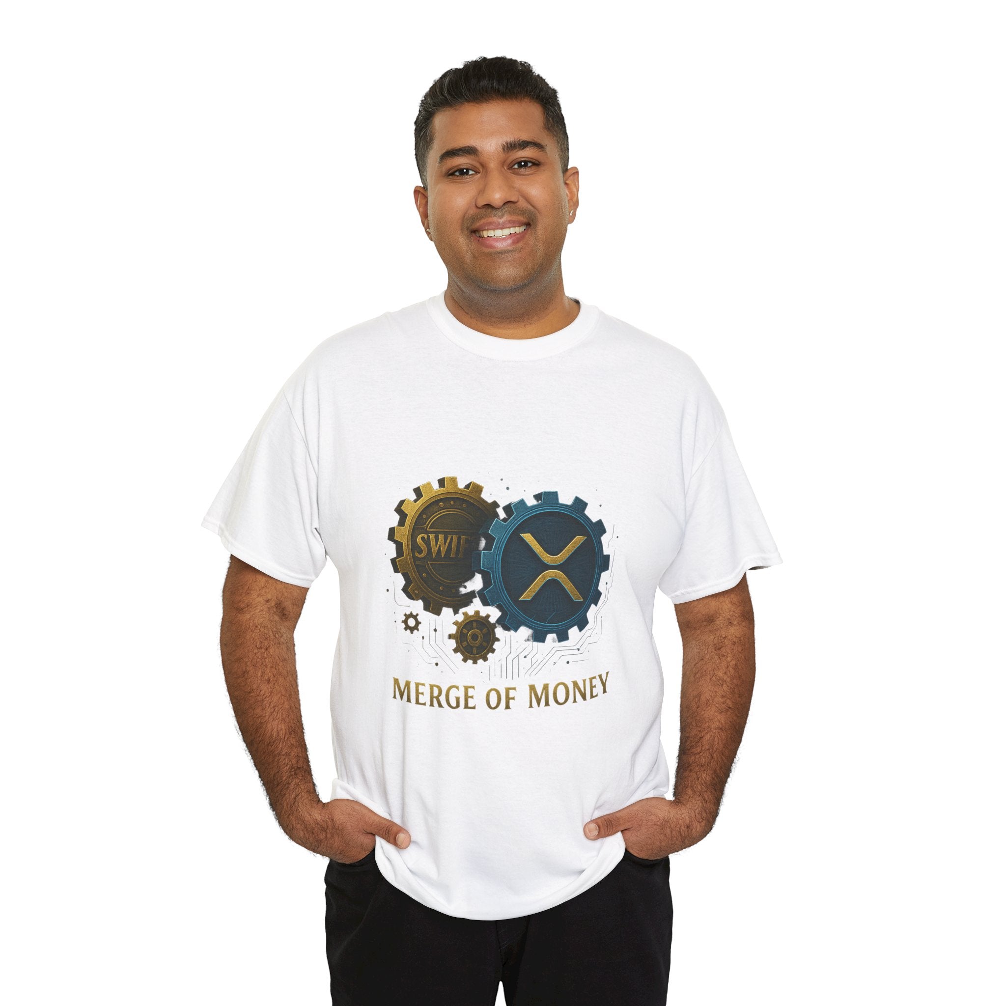Merge of Money Tee - Cryptocurrency Gears XRP & SWI Crypto T-Shirt