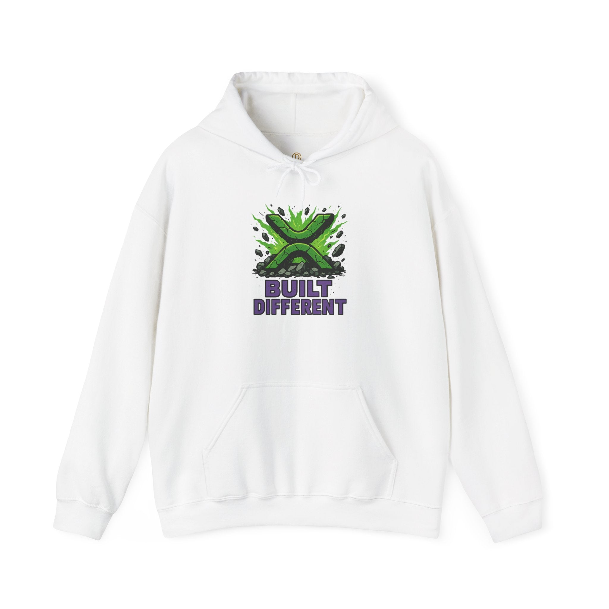 Built Different Hoodie — Graphic Green X Logo Pullover