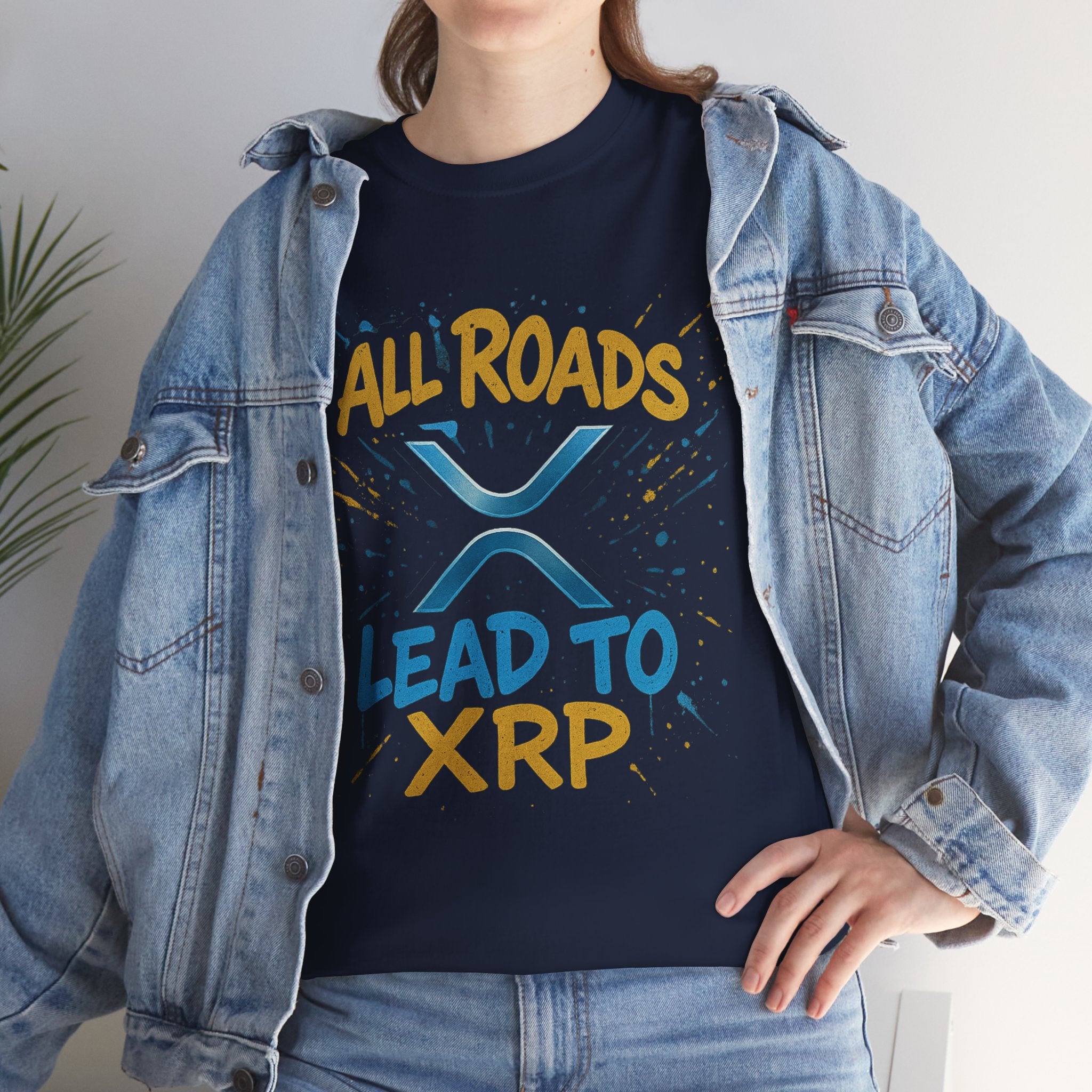 XRP Crypto Tee — "All Roads Lead to XRP" Casual Cryptocurrency Shirt