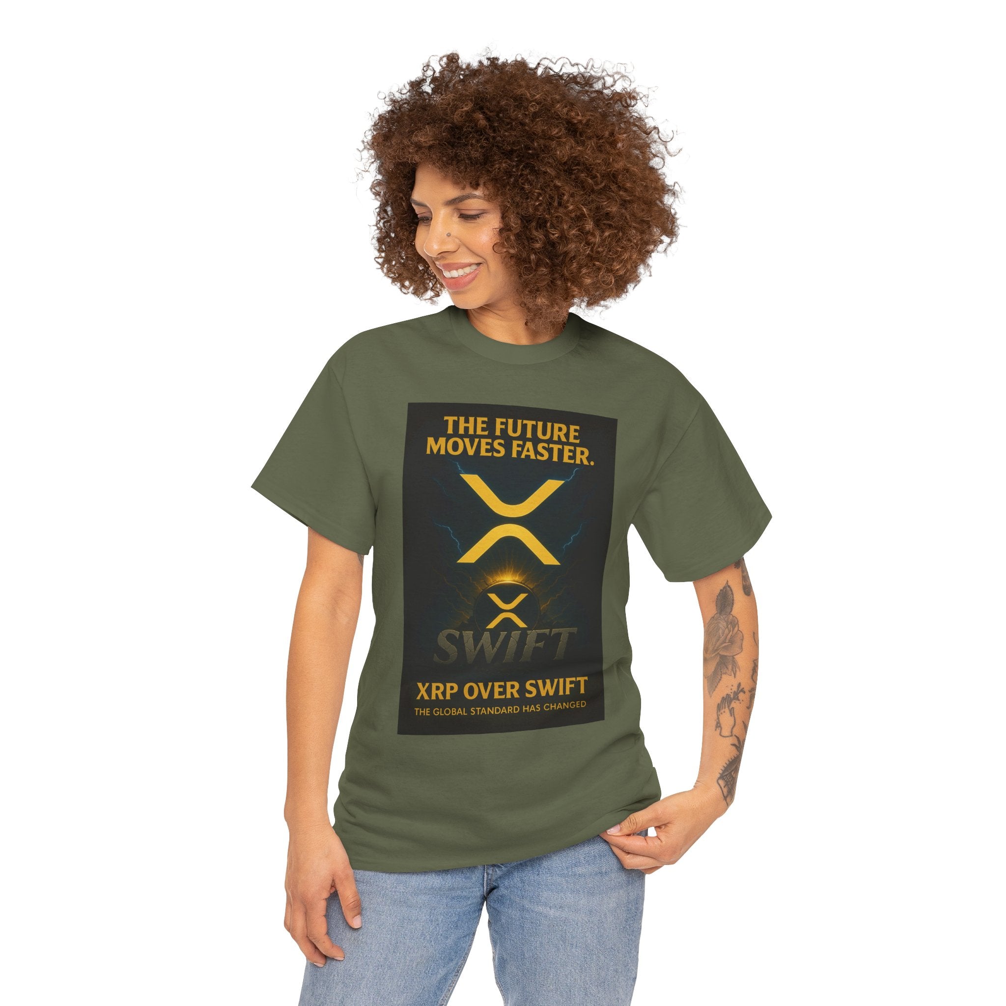 XRP Swift Crypto T-Shirt — “The Future Moves Faster” XRP Over Swift Tee