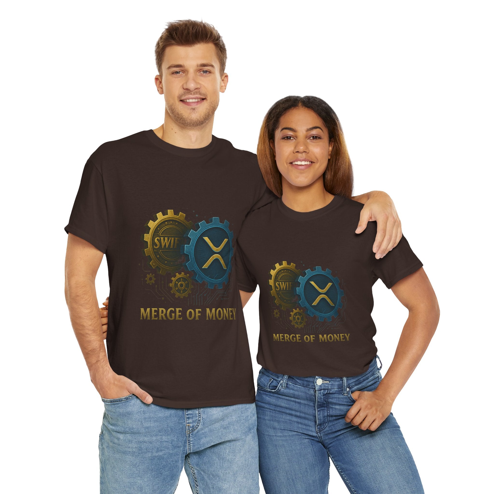 Merge of Money Tee - Cryptocurrency Gears XRP & SWI Crypto T-Shirt