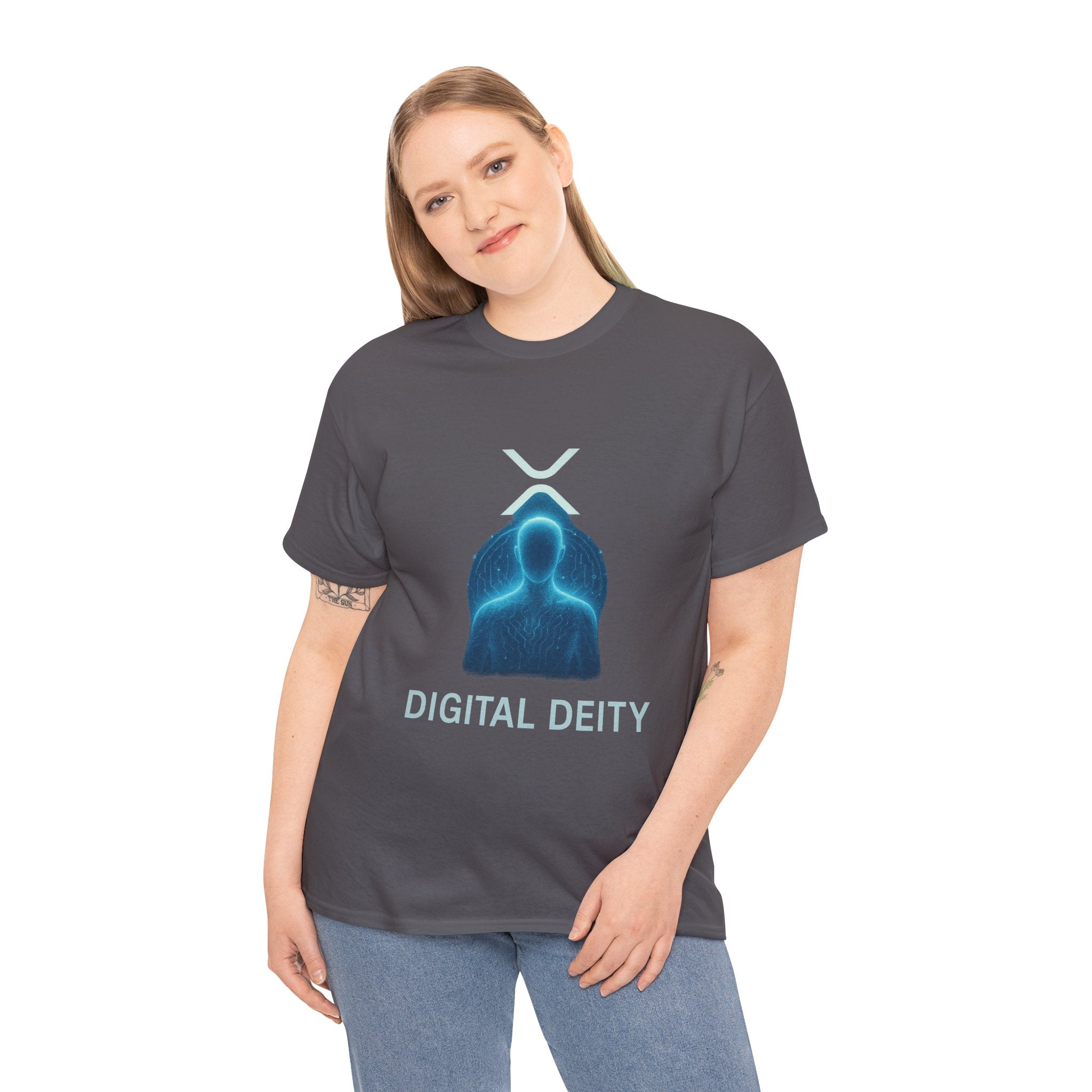 Digital Deity T‑Shirt — Futuristic Neon Tech Hoodie Tee