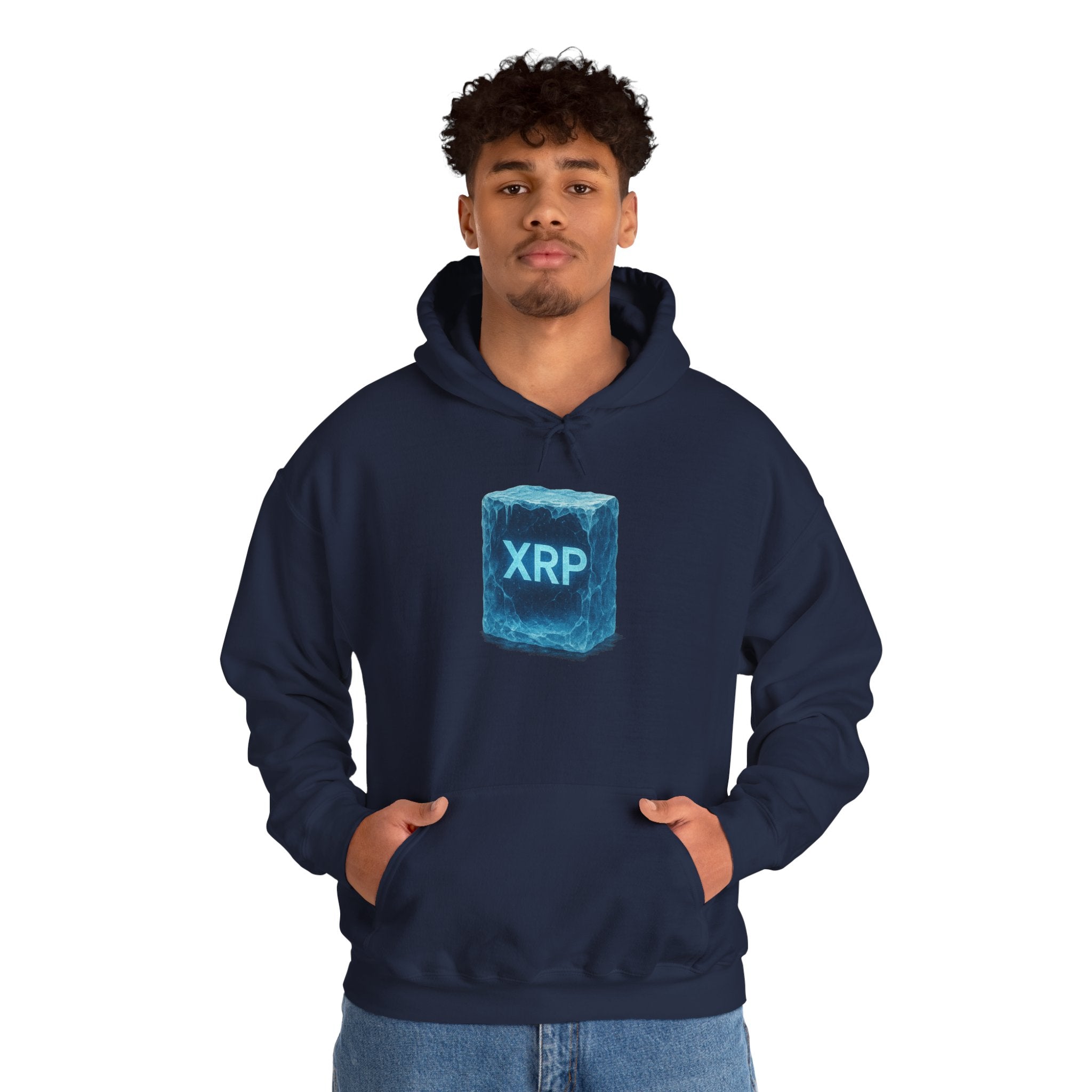 XRP Frozen Cube Hoodie — Crypto Ice Block Sweater for XRP Fans