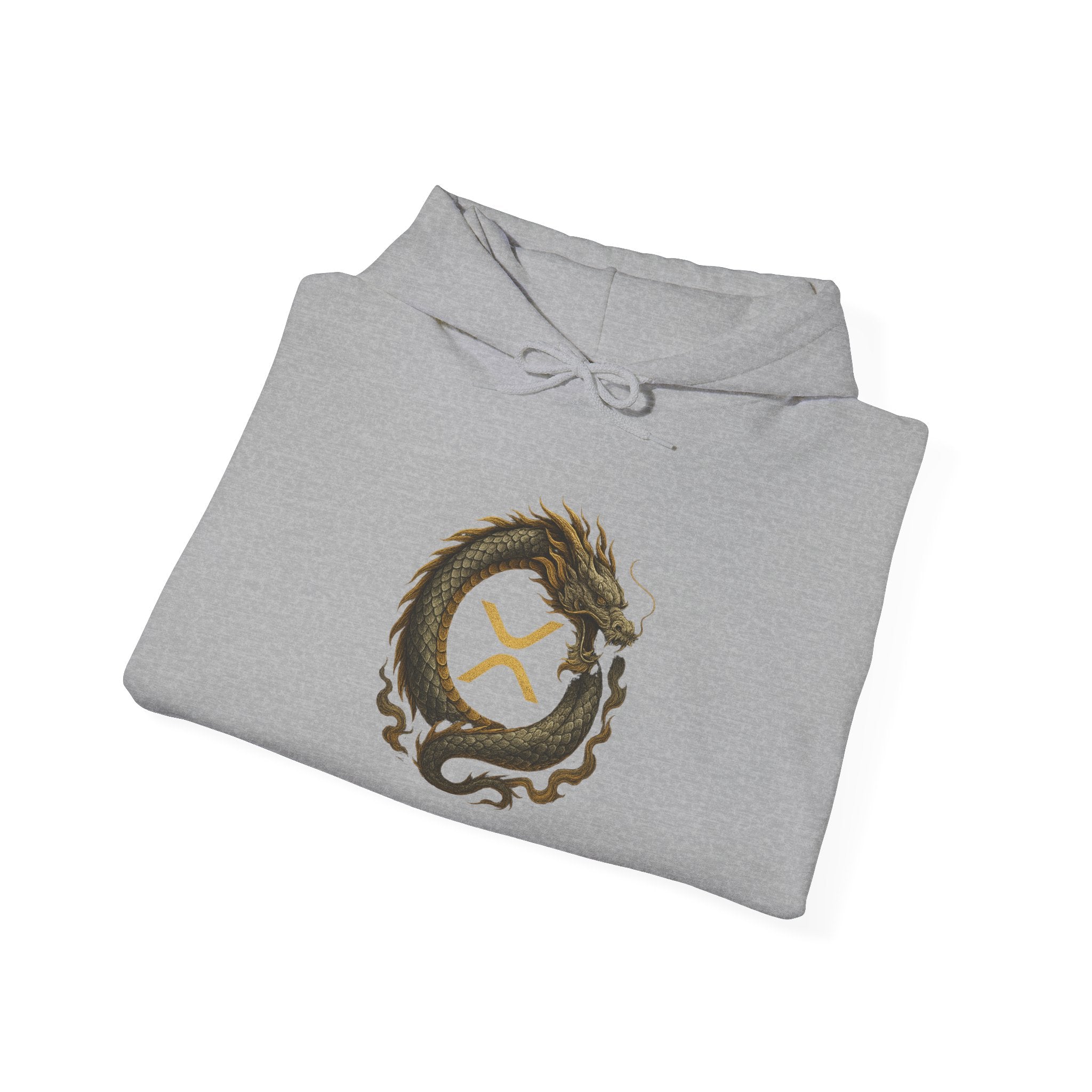 Dragon Ouroboros Hoodie with Ripple Rune — Mythic Symbol Pullover