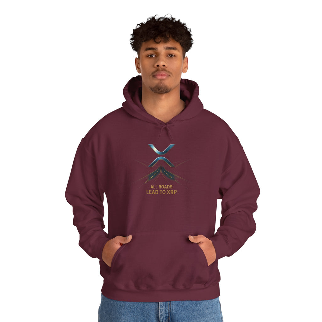XRP Logo Hoodie — "All Roads Lead to XRP" Minimal Crypto Hoodie