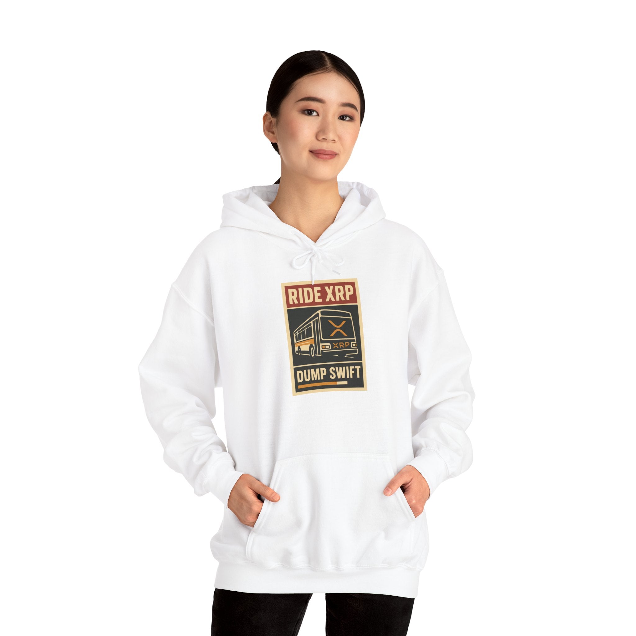 XRP Crypto Hoodie — "Ride XRP, Dump Swift" Retro Badge