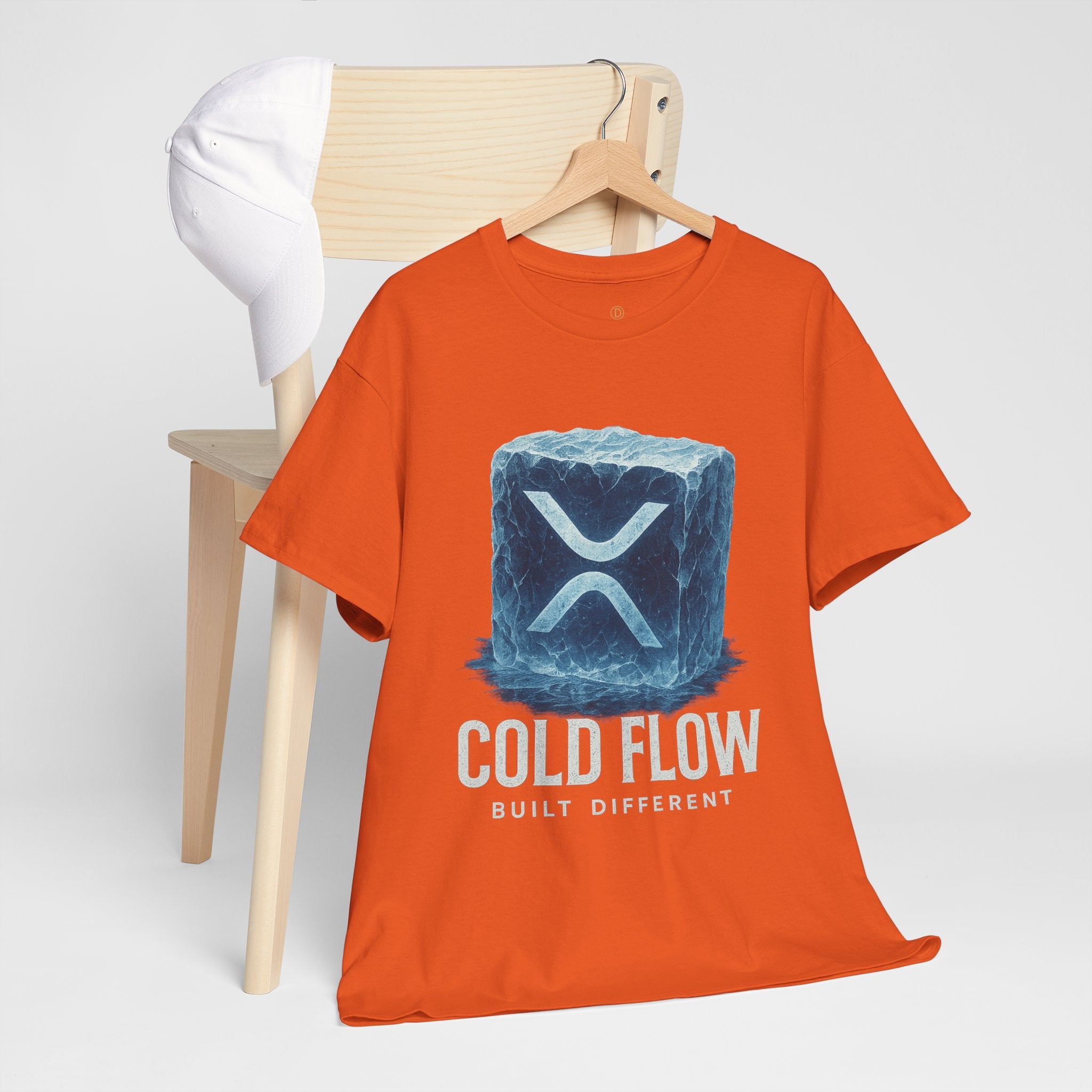 Cold Flow Ripple Logo T‑Shirt — 'Cold Flow: Built Different' Ice Cube Design