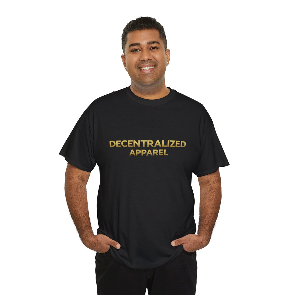 Decentralized Apparel T‑Shirt — Minimal Gold Logo Tee