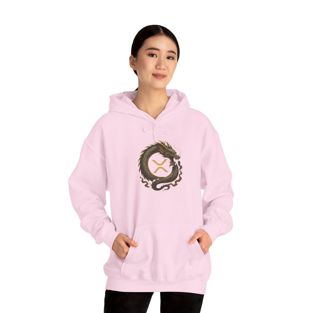 Dragon Ouroboros Hoodie with Ripple Rune — Mythic Symbol Pullover