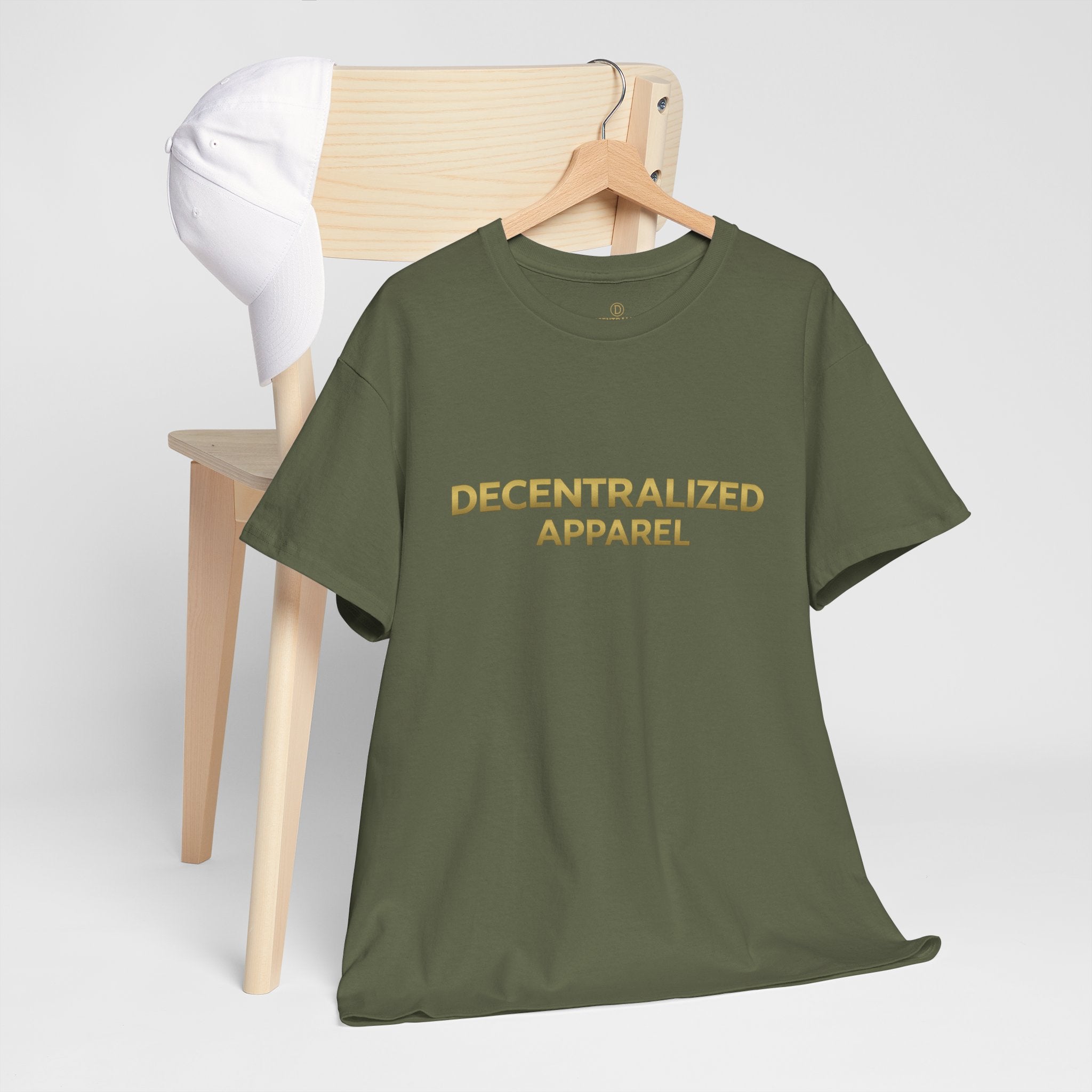 Decentralized Apparel T‑Shirt — Minimal Gold Logo Tee