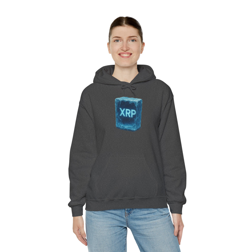 XRP Frozen Cube Hoodie — Crypto Ice Block Sweater for XRP Fans