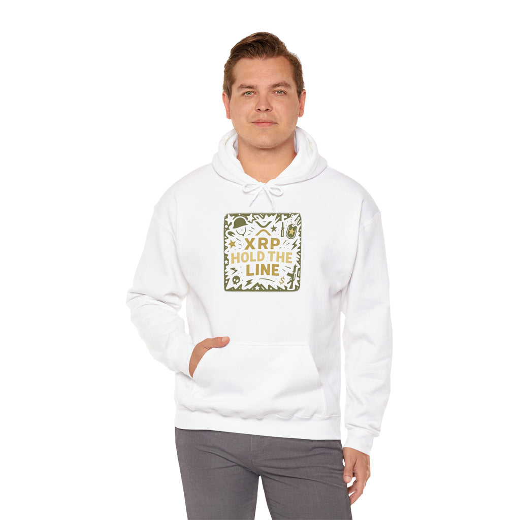 XRP Hold The Line Hoodie — Crypto Supporter Graphic Hooded Sweatshirt