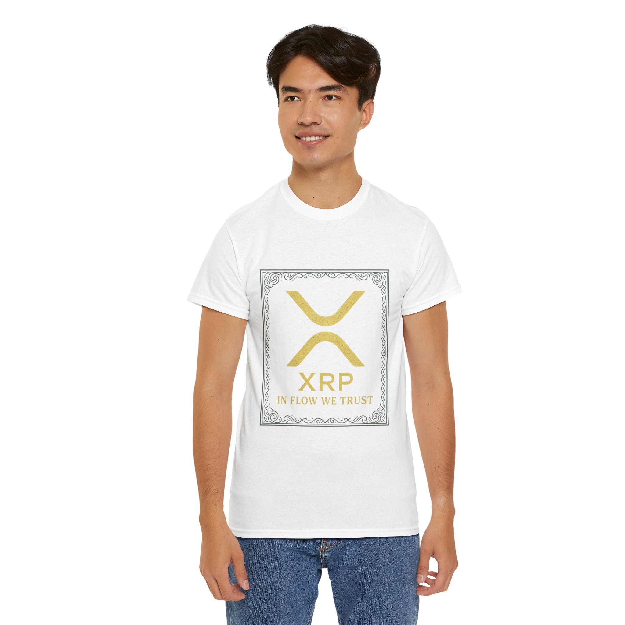 XRP Logo T-Shirt — "In Flow We Trust" Crypto Tee for Ripple Fans