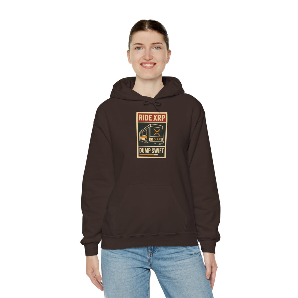 XRP Crypto Hoodie — "Ride XRP, Dump Swift" Retro Badge
