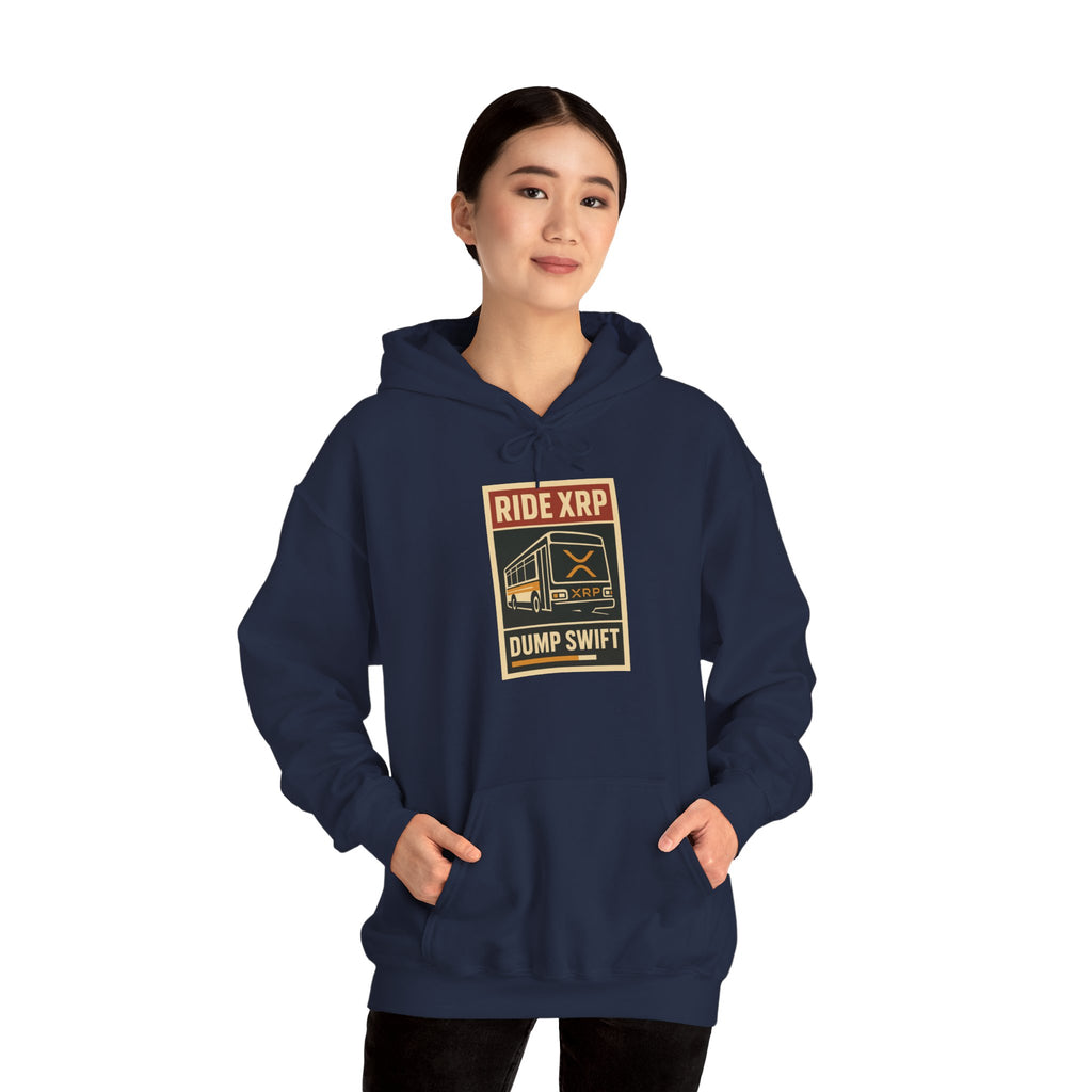 XRP Crypto Hoodie — "Ride XRP, Dump Swift" Retro Badge