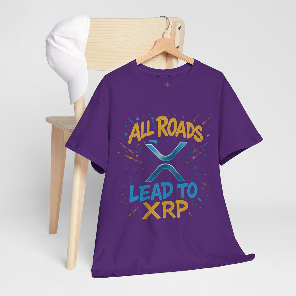 XRP Crypto Tee — "All Roads Lead to XRP" Casual Cryptocurrency Shirt