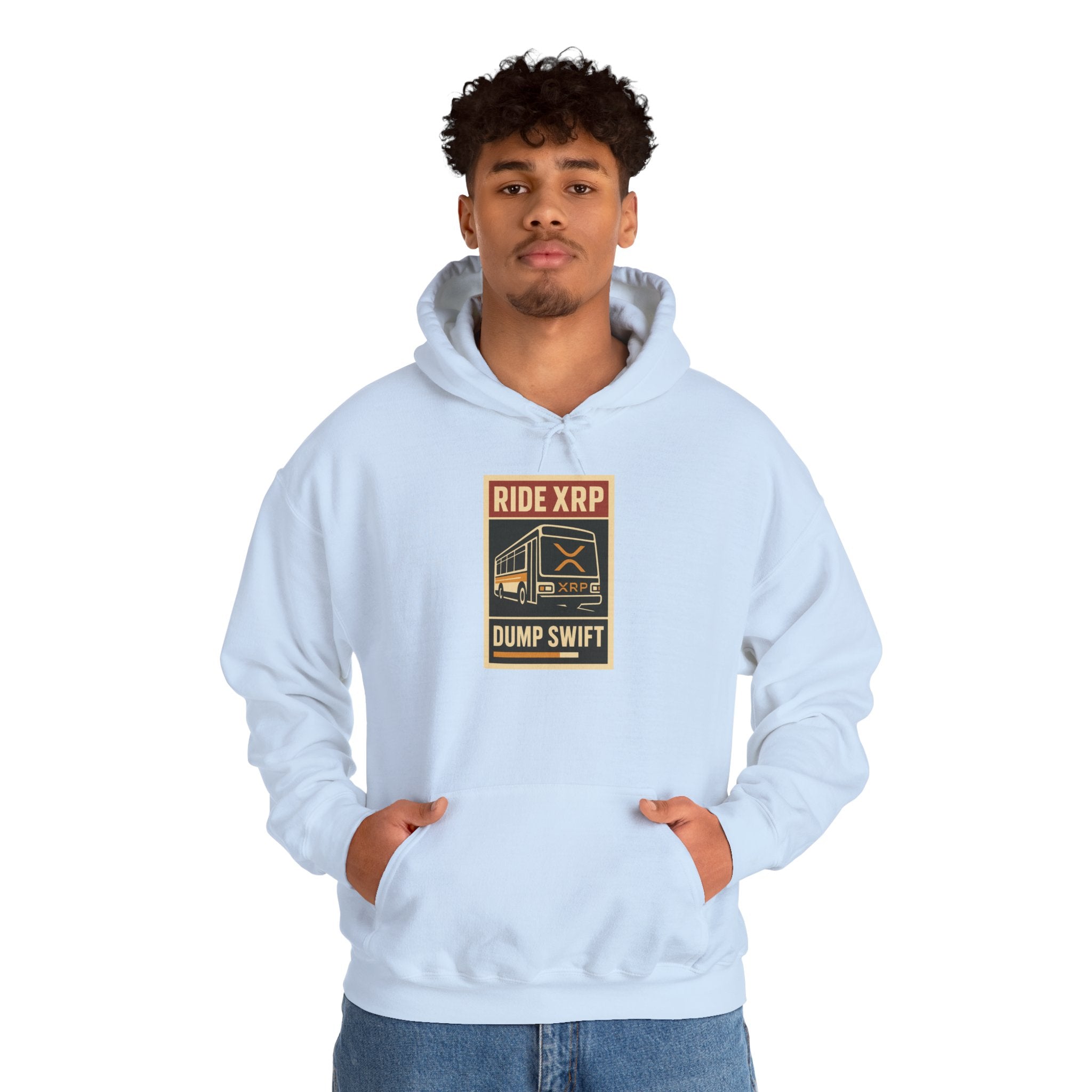 XRP Crypto Hoodie — "Ride XRP, Dump Swift" Retro Badge