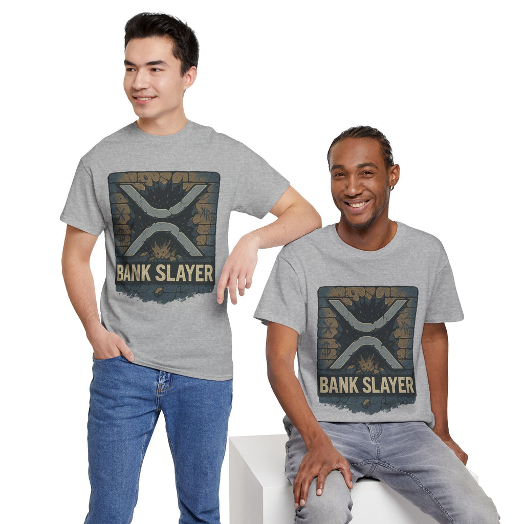 Bank Slayer T‑Shirt — Retro Grunge Crypto XRP Design