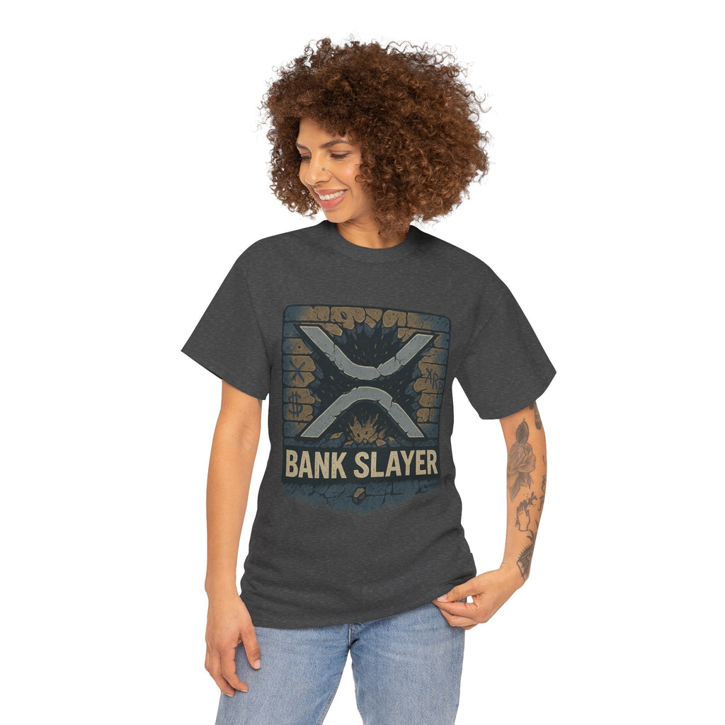 Bank Slayer T‑Shirt — Retro Grunge Crypto XRP Design
