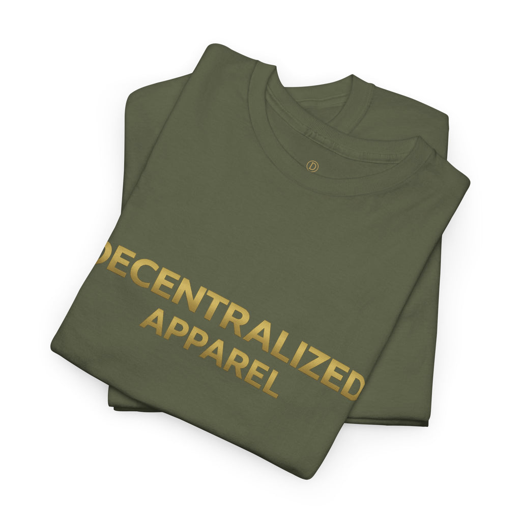 Decentralized Apparel T‑Shirt — Minimal Gold Logo Tee
