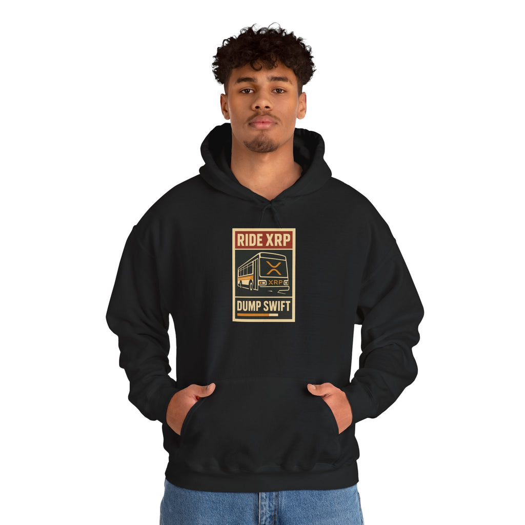 XRP Crypto Hoodie — "Ride XRP, Dump Swift" Retro Badge