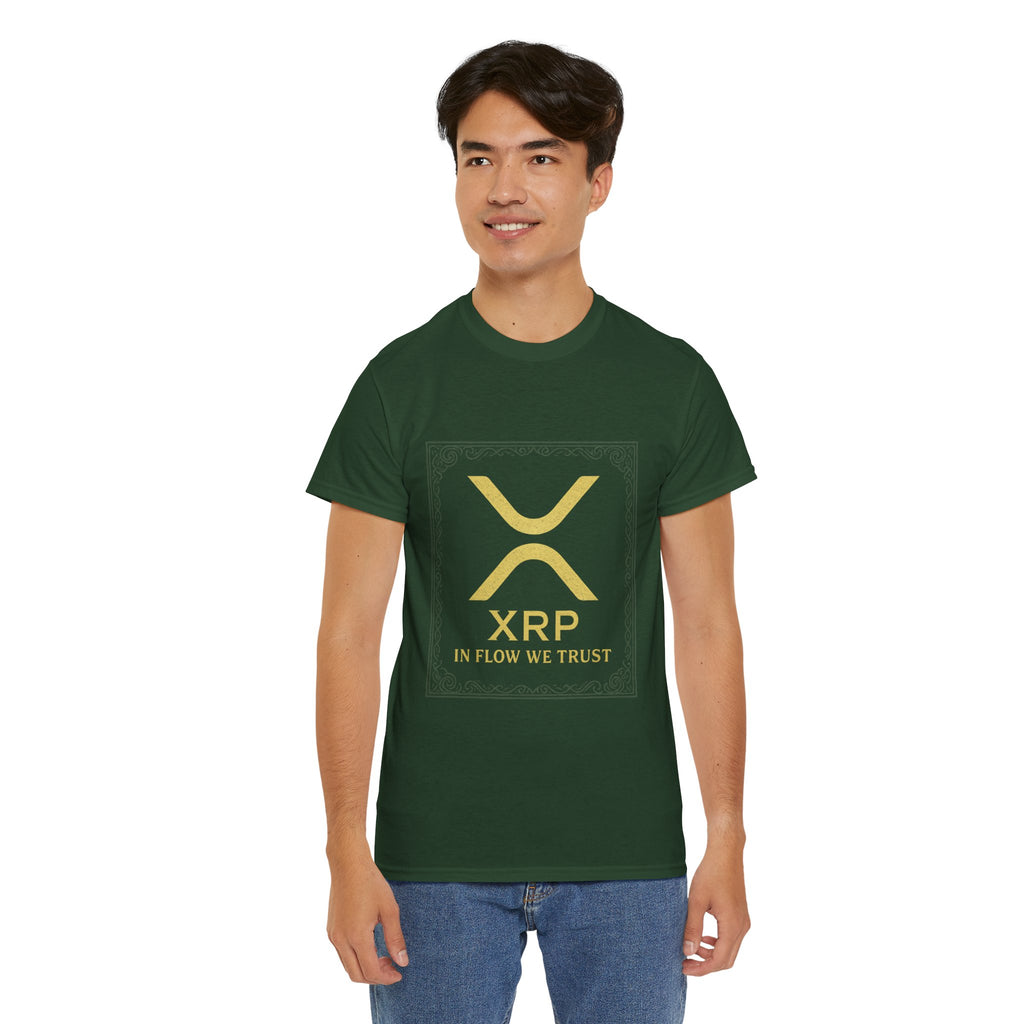 XRP Logo T-Shirt — "In Flow We Trust" Crypto Tee for Ripple Fans