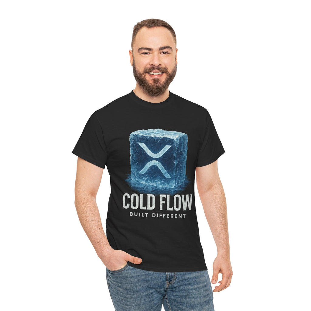 Cold Flow Ripple Logo T‑Shirt — 'Cold Flow: Built Different' Ice Cube Design