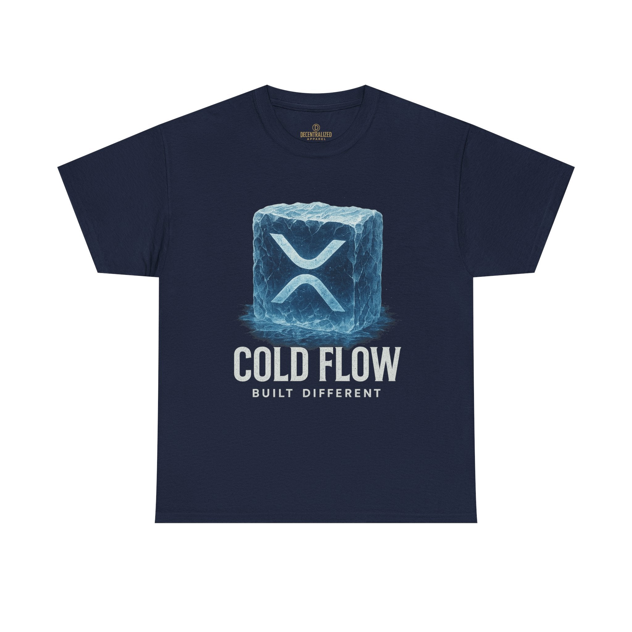 Cold Flow Ripple Logo T‑Shirt — 'Cold Flow: Built Different' Ice Cube Design