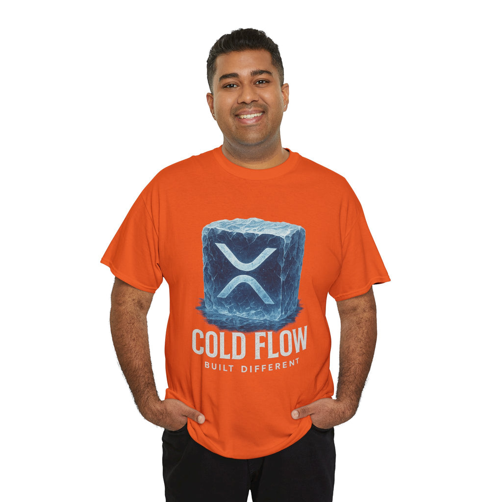 Cold Flow Ripple Logo T‑Shirt — 'Cold Flow: Built Different' Ice Cube Design
