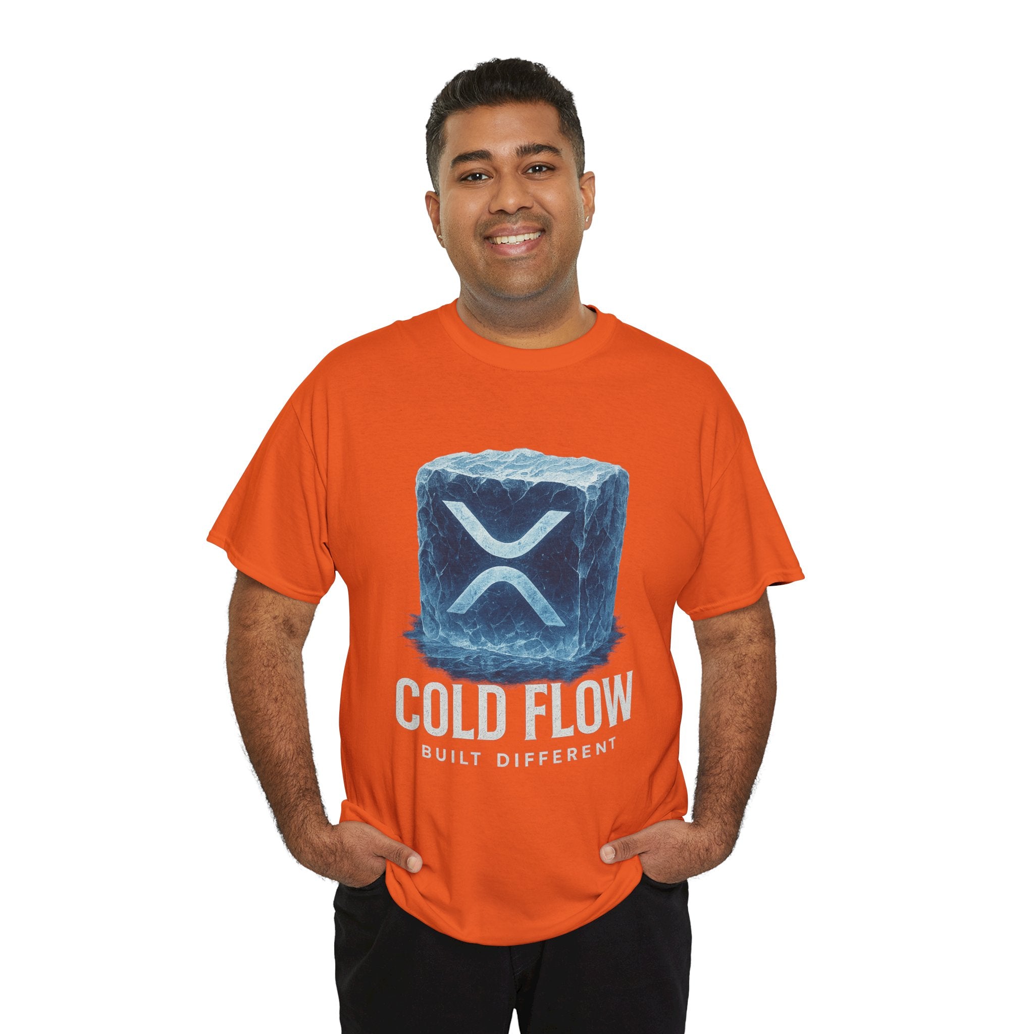 Cold Flow Ripple Logo T‑Shirt — 'Cold Flow: Built Different' Ice Cube Design