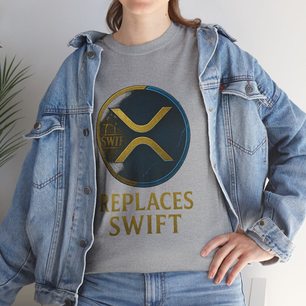 XRP 'Replaces Swift' Cotton Tee — Crypto Ripple Logo T-Shirt
