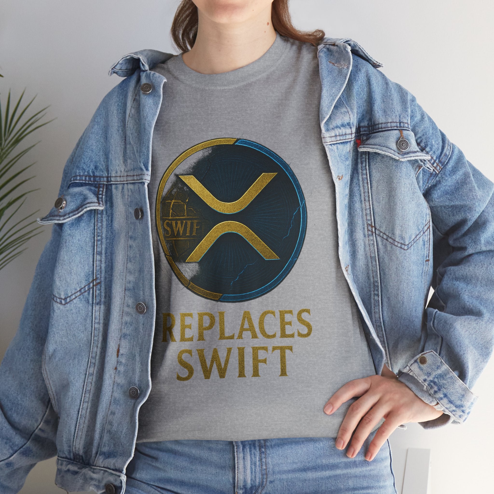 XRP 'Replaces Swift' Cotton Tee — Crypto Ripple Logo T-Shirt
