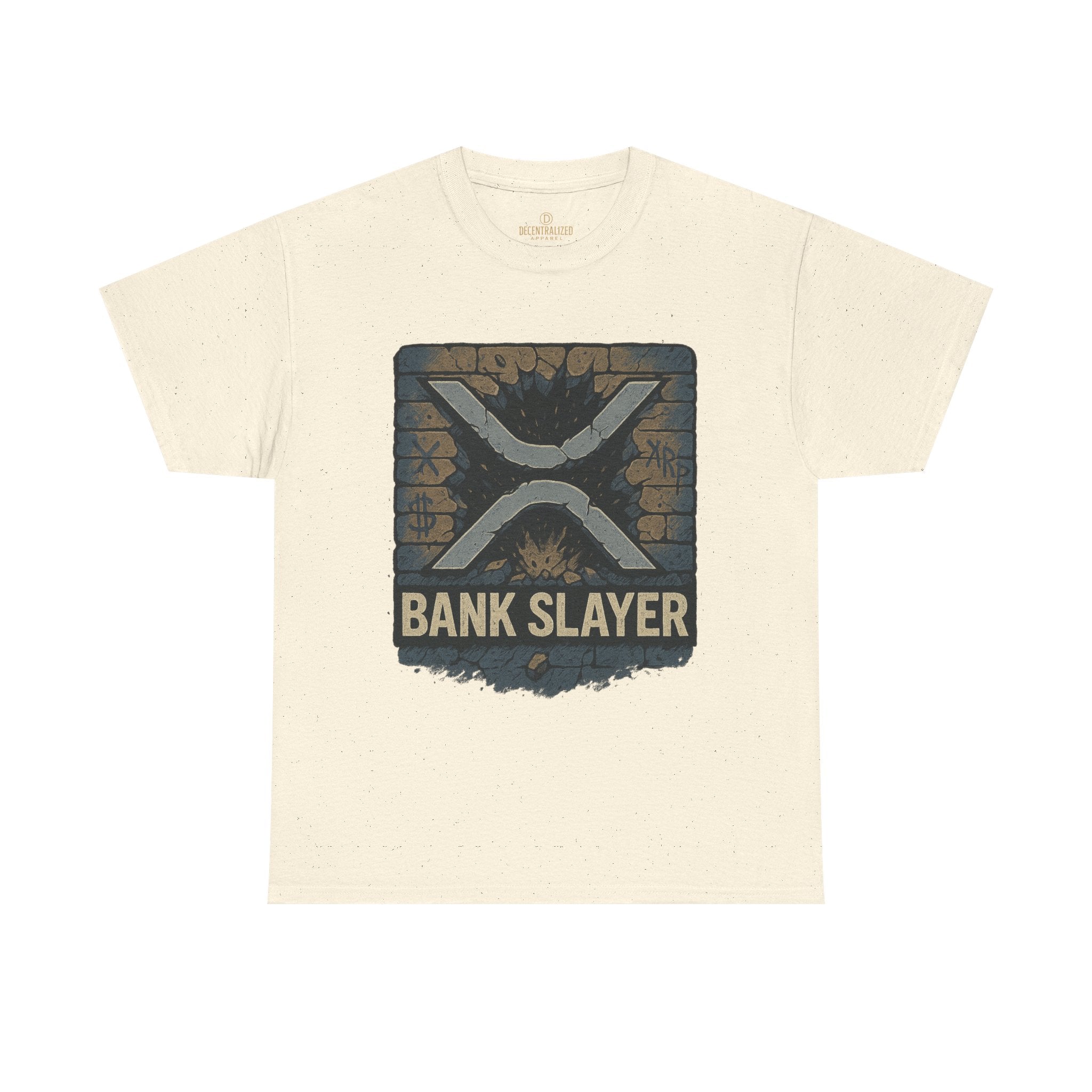 Bank Slayer T‑Shirt — Retro Grunge Crypto XRP Design