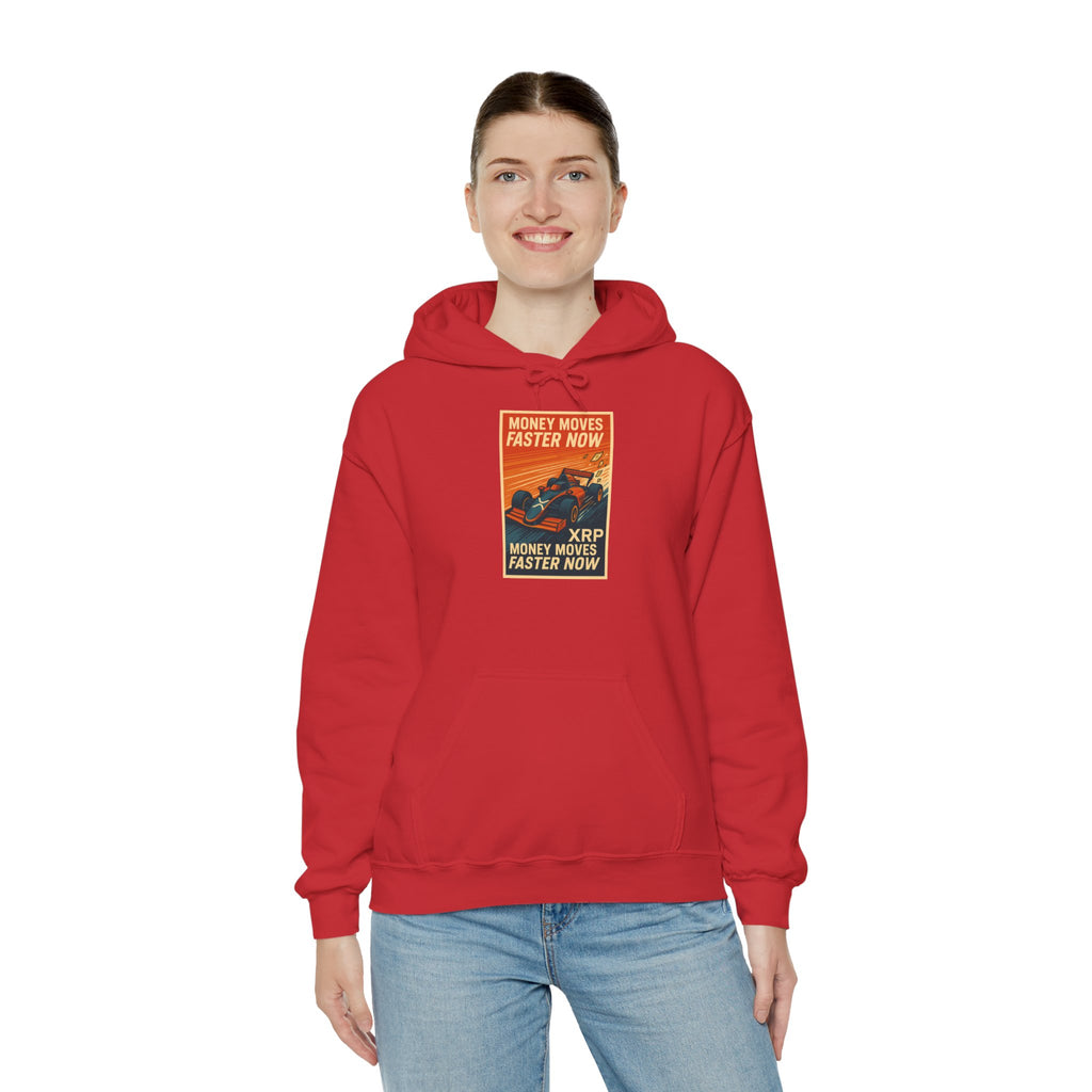 XRP 'Money Moves Faster Now' Hoodie – Crypto Retro Graphic Pullover