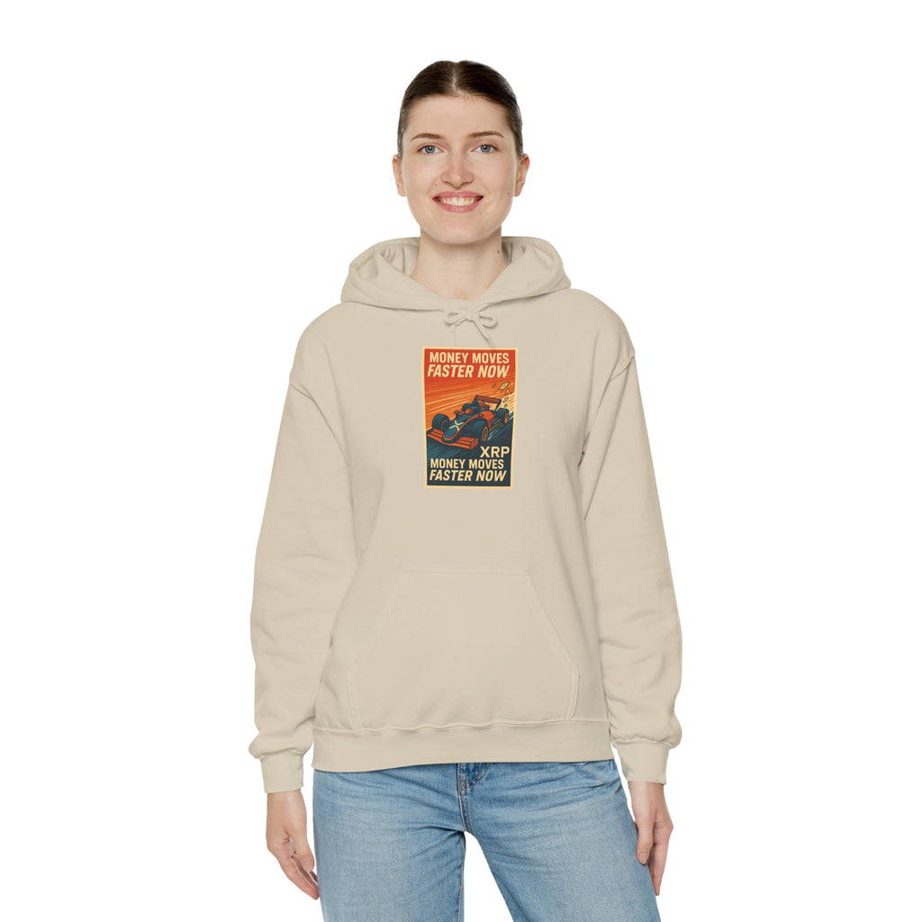 XRP 'Money Moves Faster Now' Hoodie – Crypto Retro Graphic Pullover