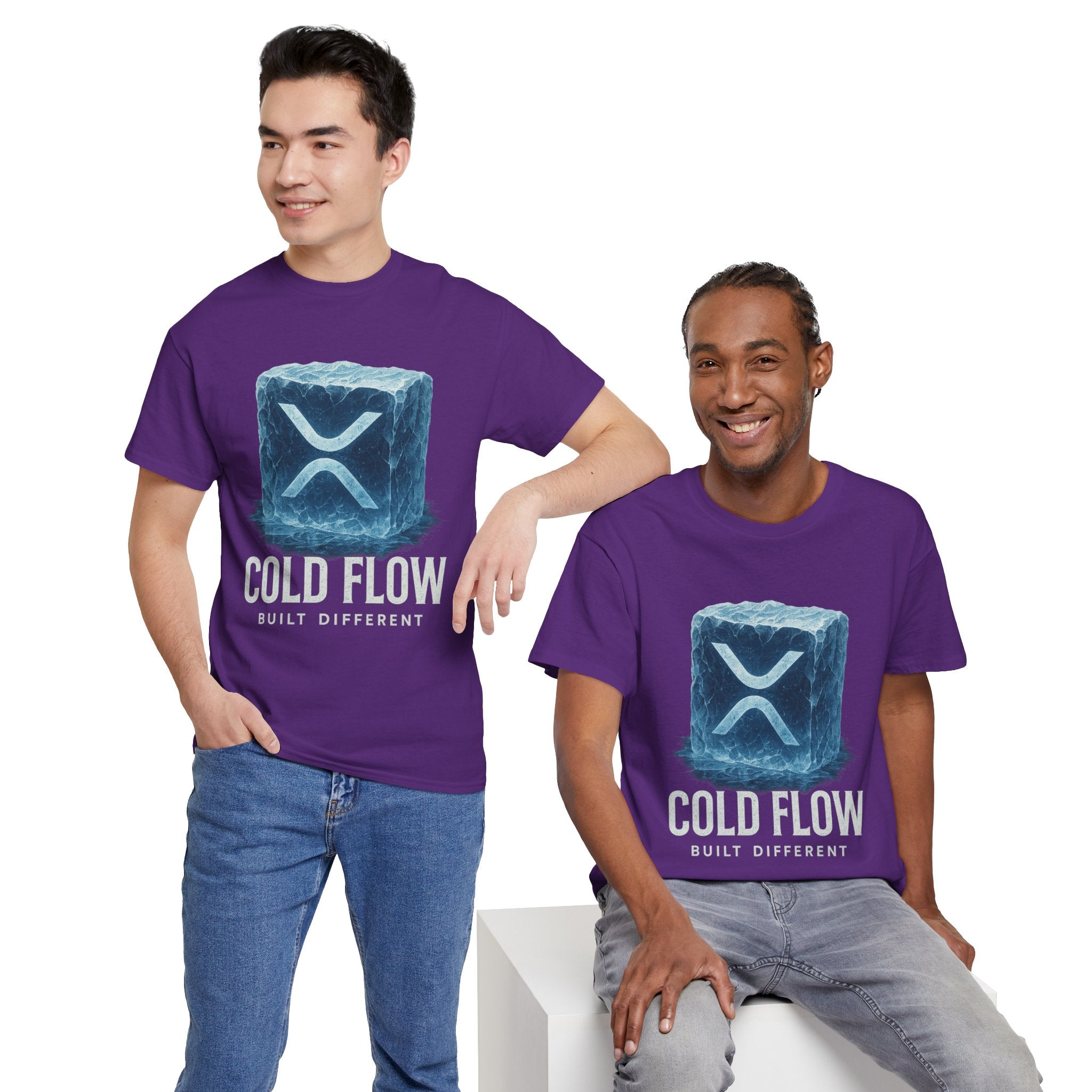 Cold Flow Ripple Logo T‑Shirt — 'Cold Flow: Built Different' Ice Cube Design