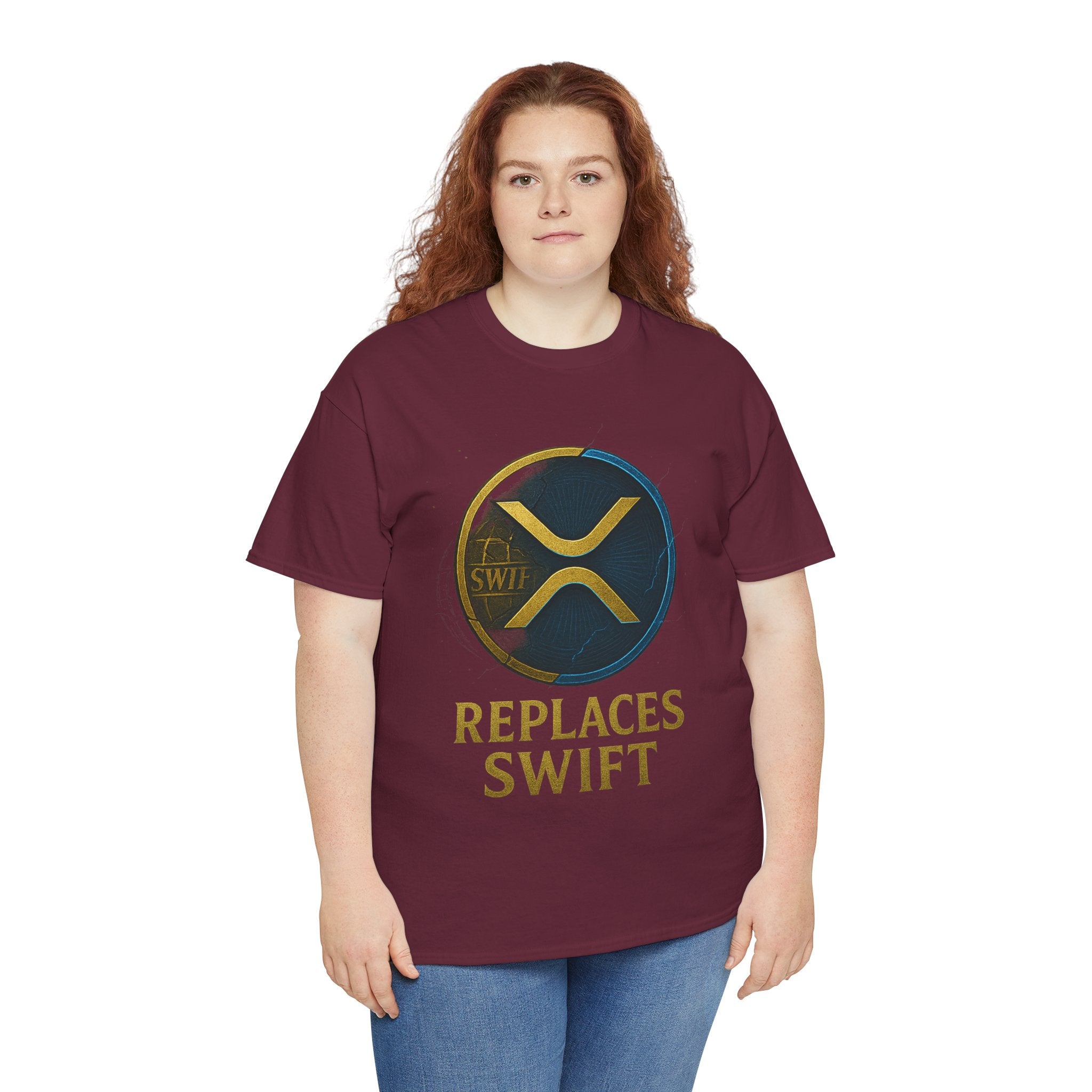 XRP 'Replaces Swift' Cotton Tee — Crypto Ripple Logo T-Shirt