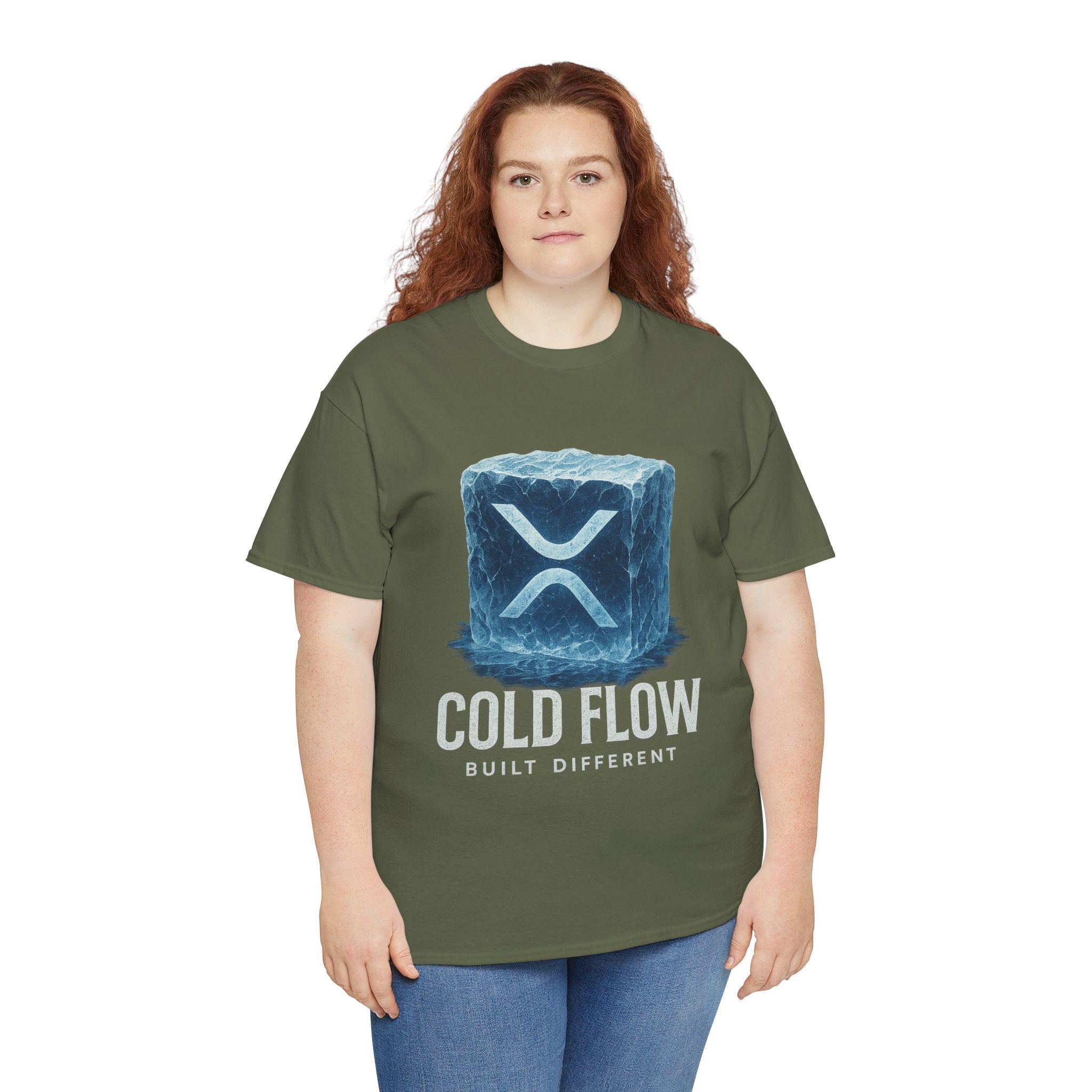 Cold Flow Ripple Logo T‑Shirt — 'Cold Flow: Built Different' Ice Cube Design