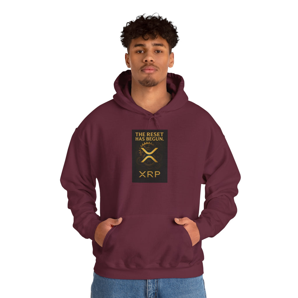 XRP Hoodie — "The Reset Has Begun" Crypto Logo Pullover