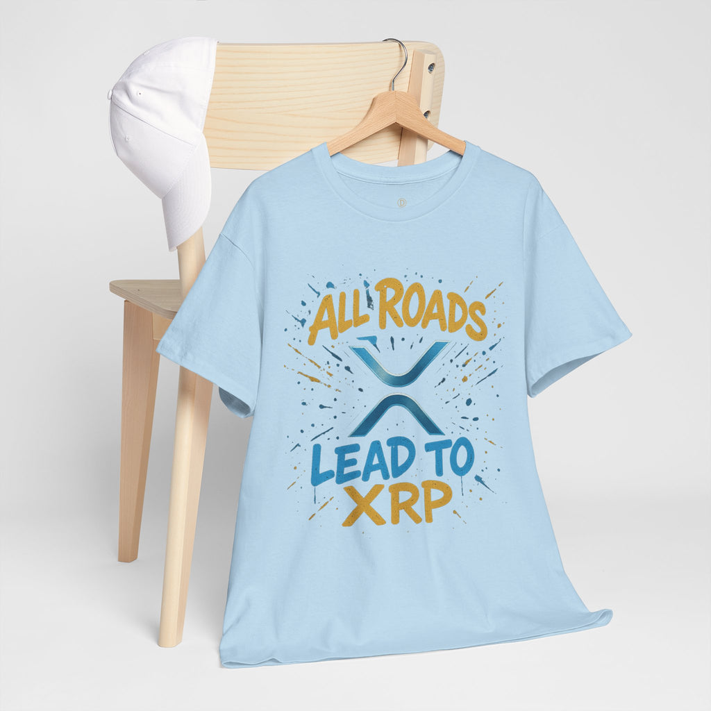XRP Crypto Tee — "All Roads Lead to XRP" Casual Cryptocurrency Shirt