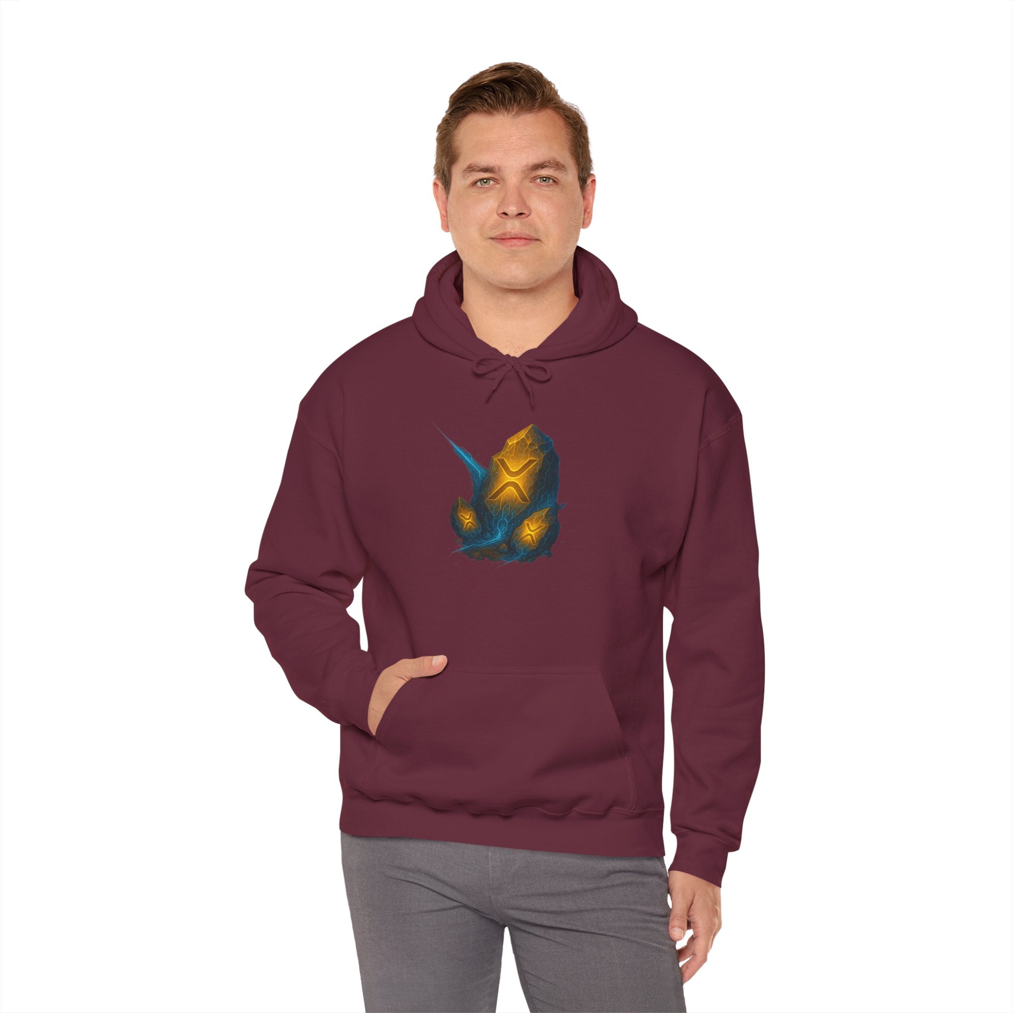 Rune Stone Hoodie — Glowing Mystic Rock Graphic Hooded Sweatshirt