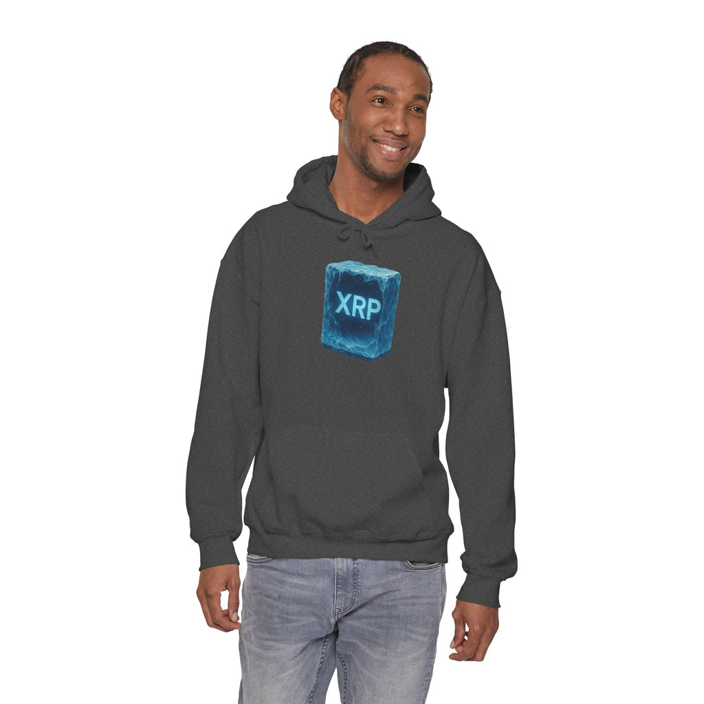 XRP Frozen Cube Hoodie — Crypto Ice Block Sweater for XRP Fans