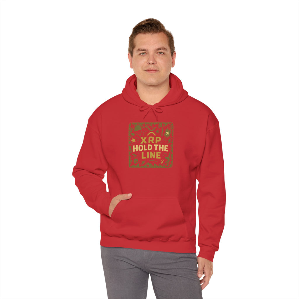 XRP Hold The Line Hoodie — Crypto Supporter Graphic Hooded Sweatshirt