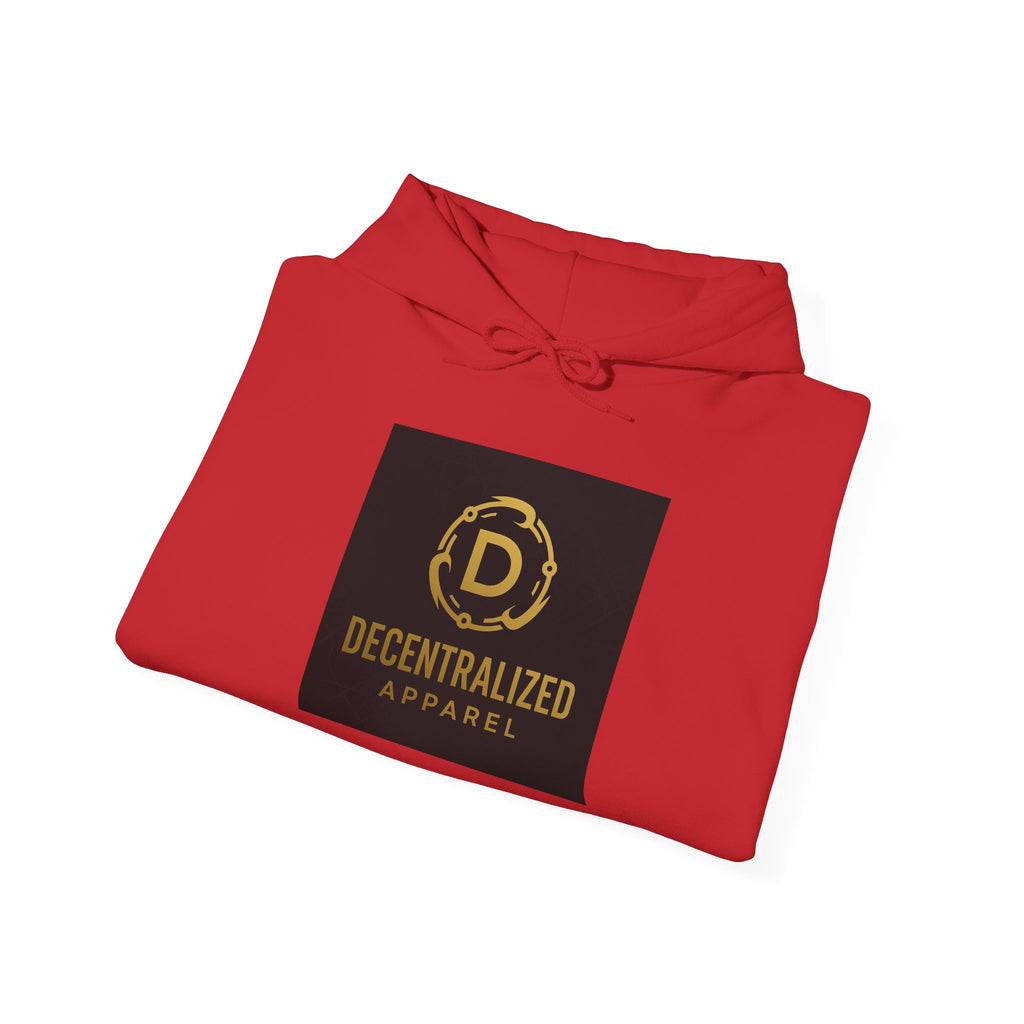 Decentralized Apparel Logo Hoodie – Gold Emblem Streetwear Sweatshirt