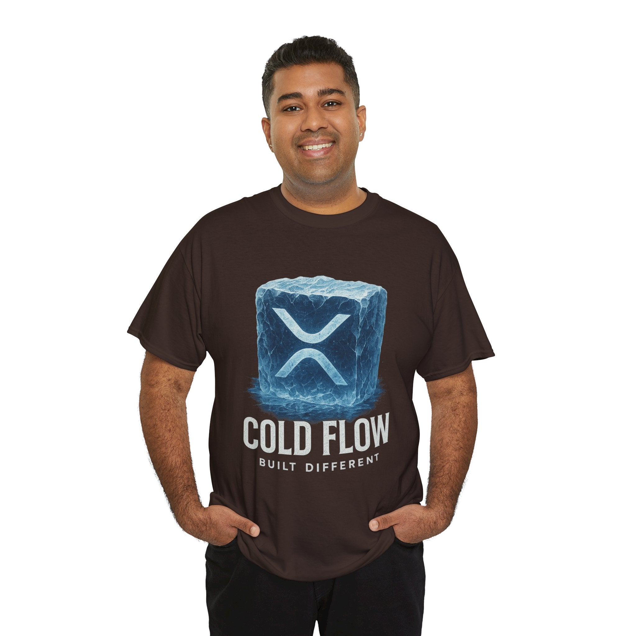 Cold Flow Ripple Logo T‑Shirt — 'Cold Flow: Built Different' Ice Cube Design