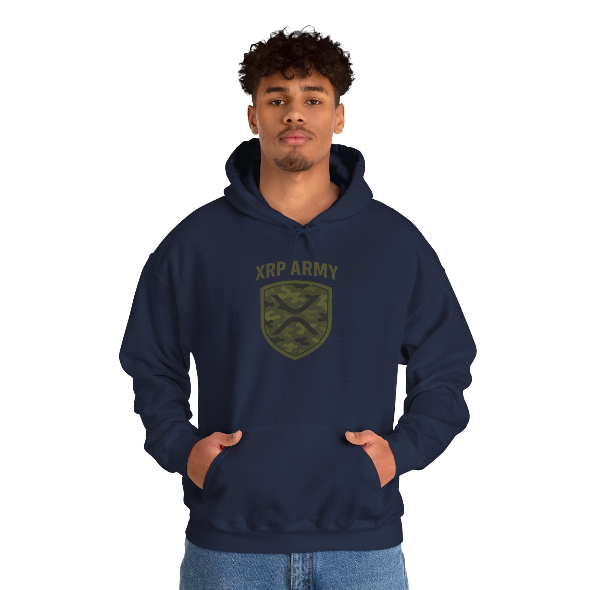 XRP Army Hoodie – Crypto Shield Camouflage Sweatshirt