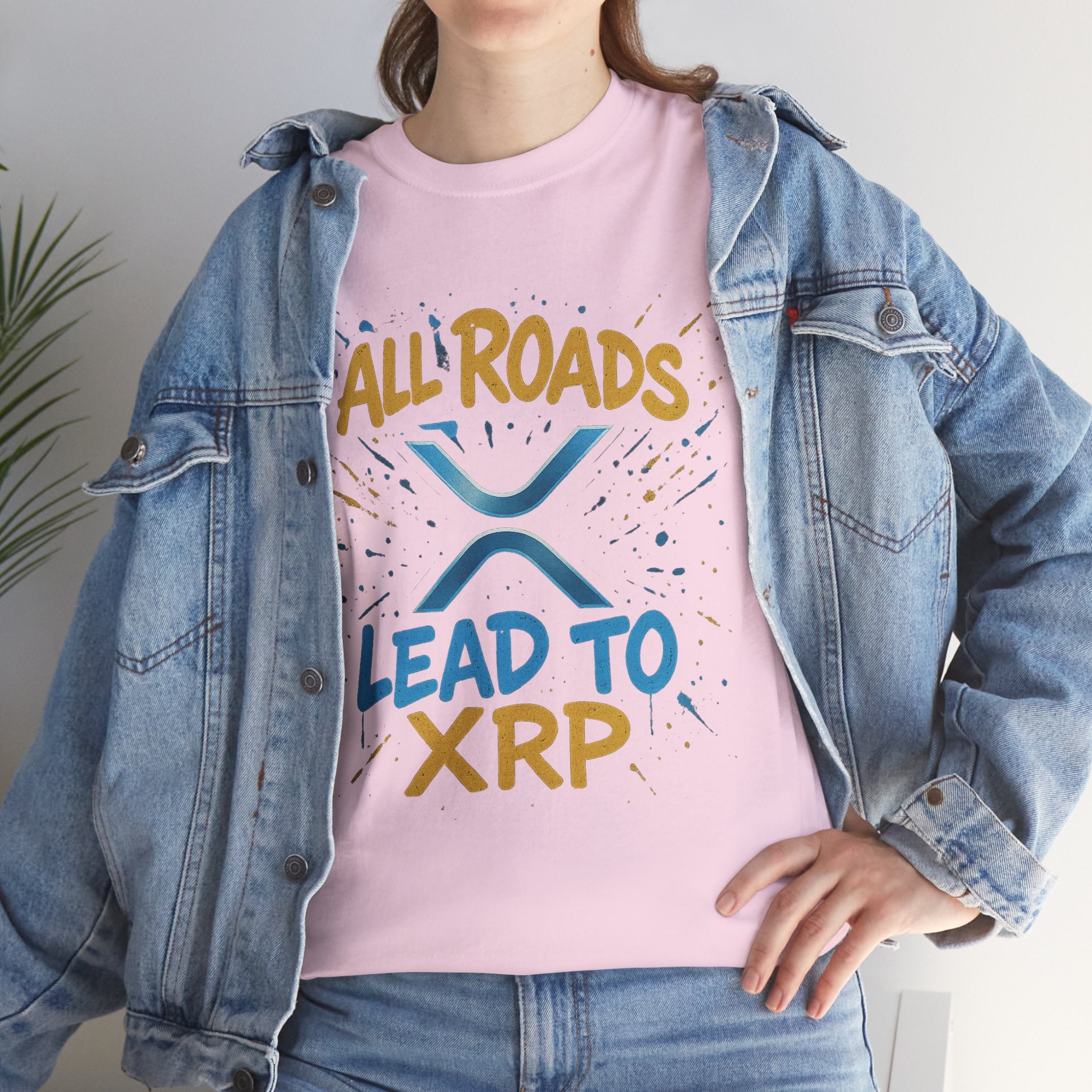 XRP Crypto Tee — "All Roads Lead to XRP" Casual Cryptocurrency Shirt