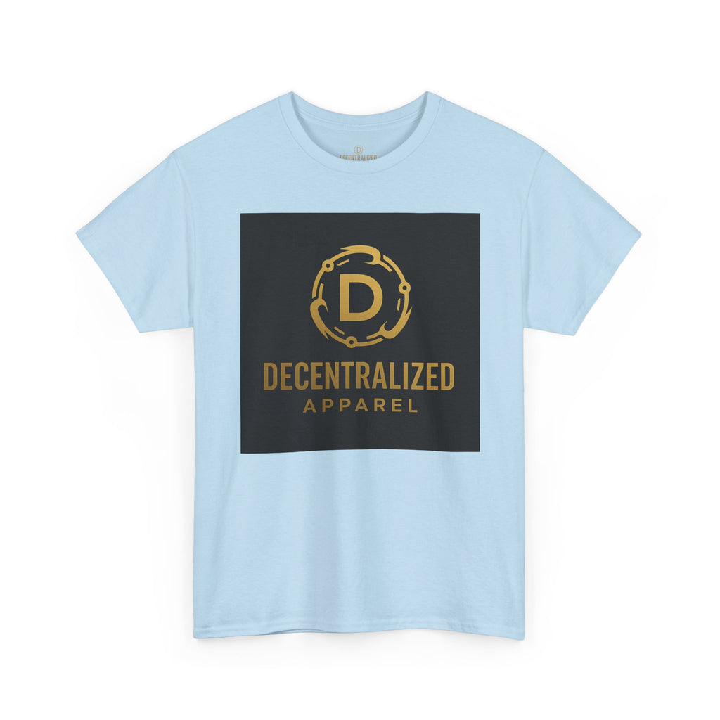 Decentralized Apparel Logo Tee — Gold Emblem Cotton T-Shirt