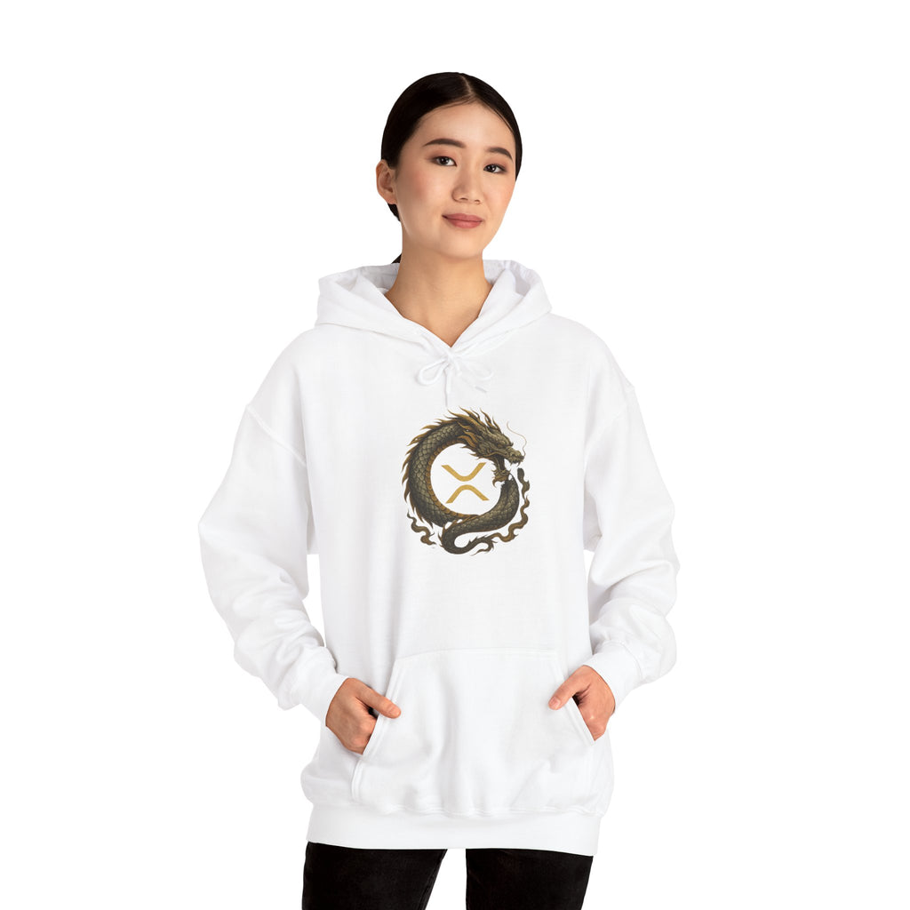 Dragon Ouroboros Hoodie with Ripple Rune — Mythic Symbol Pullover