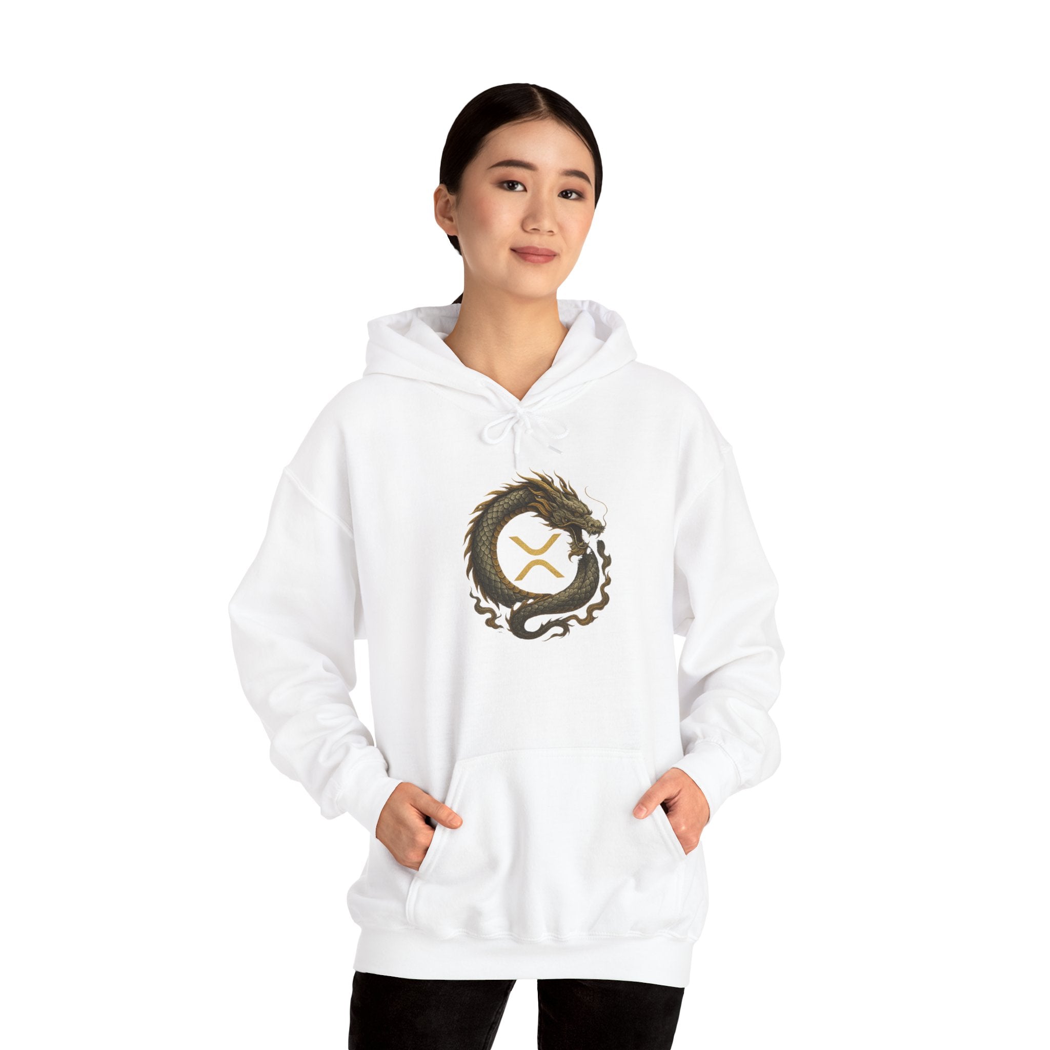 Dragon Ouroboros Hoodie with Ripple Rune — Mythic Symbol Pullover